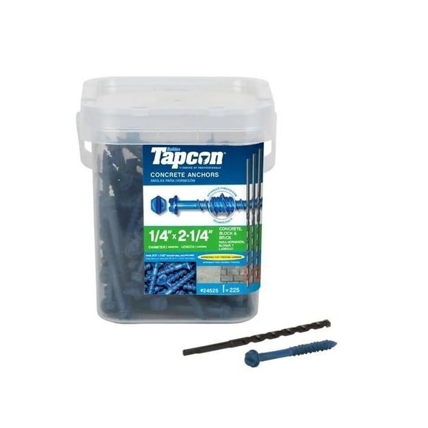 1/4-inch x 2-1/4-inch Climaseal Blue Slotted Hex Head Concrete Screw Anchors, 225PK
